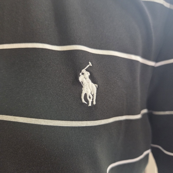 Polo Ralph Lauren Performance Black and White Striped Polo Shirt Small - Picture 3 of 5